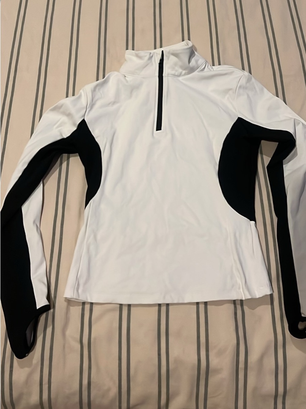 Women’s White and Black Quarter-Zip Performance Top Size S